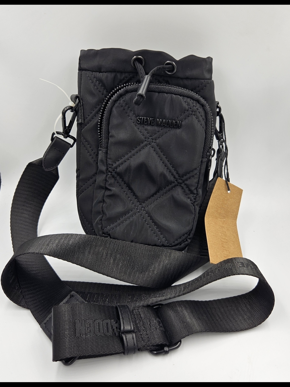 Steve Madden Quilted Crossbody Hydration Bag – Black NWT